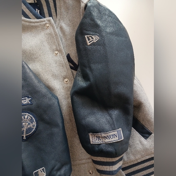 NWOT NYON YANKEES boys Lambskin Leather/ Wool Bomber Jacket Size XS - Picture 5 of 10